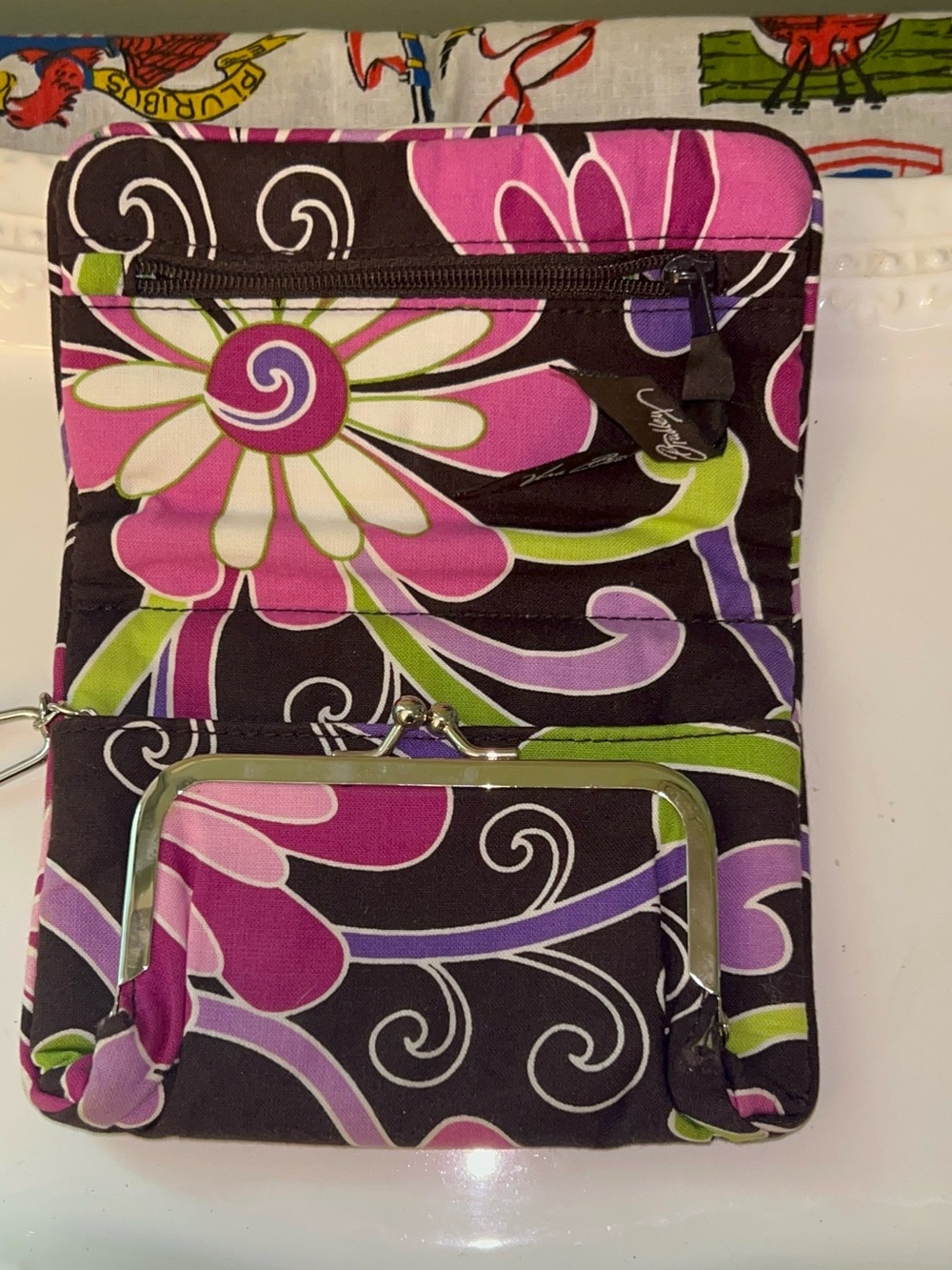 Vera Bradley Euro Trifold Wallet in "Purple Punch" - Picture 3 of 7